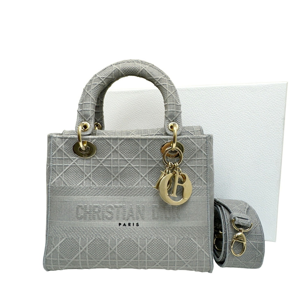 Christian Dior LADY D-LITE Medium Bag Cannage Embroidery Gray M0565OREY_M950 ... - Picture 16 of 16